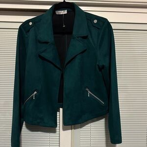 NWOT 89th & Madison Dark Green Blazer with Zipper Accents